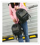 Rivet Women Backpacks Washed Leather Student School Bag