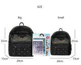 Rivet Women Backpacks Washed Leather Student School Bag