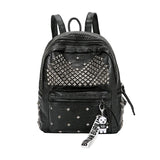 Rivet Women Backpacks Washed Leather Student School Bag