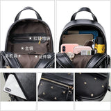 Small Rivet Women Backpack for Girls PU Leather Travel Shoulder Bag