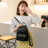 Small Rivet Women Backpack for Girls PU Leather Travel Shoulder Bag