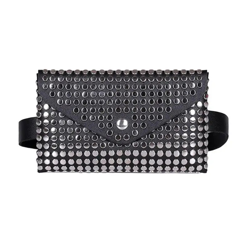 Rivets Waist Pack Fanny Pack Small Women Waist Bag Punk Style Belt Bag