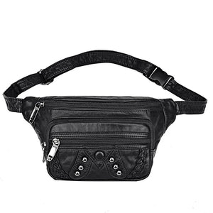Rivets Women Belt Waist Bag Fanny Pack Soft PU Leather Female Phone Pockets Bags