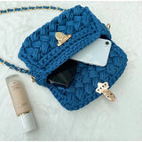 Woven Shoulder Crossbody Bags for Women Small Square Flap Lady Purses
