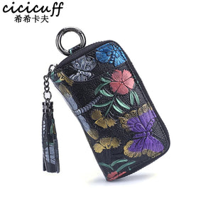 Rose Printing Key Case Leather Key Wallets Bag