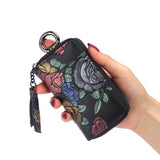 Rose Printing Key Case Leather Key Wallets Bag
