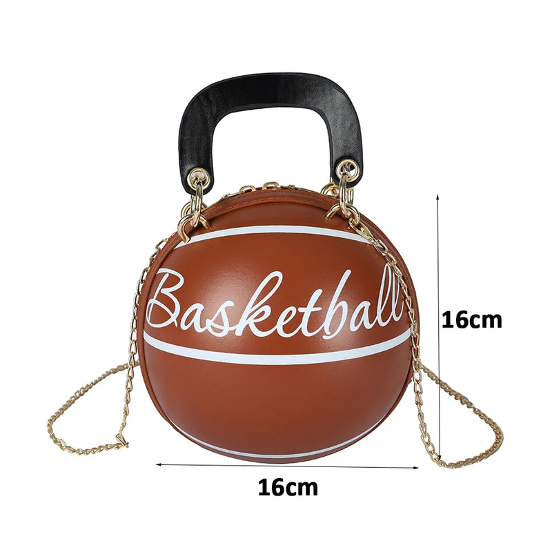Basketball Shoulder Bag for Women Fashionable Chain Handbag Teenager Decor