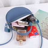 Flower Chain Shoulder Bag PU Leather Crossbody Round Handbag