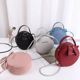 Flower Chain Shoulder Bag PU Leather Crossbody Round Handbag