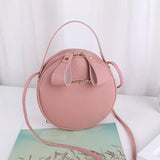 Flower Chain Shoulder Bag PU Leather Crossbody Round Handbag