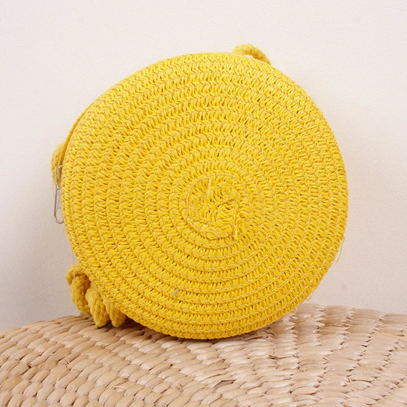 Straw Weaving Flower Shoulder Bag Summer Beach Crossbody Purse Handbag