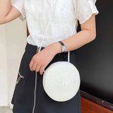 Straw Weaving Flower Shoulder Bag Summer Beach Crossbody Purse Handbag