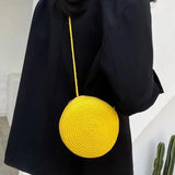 Straw Weaving Flower Shoulder Bag Summer Beach Crossbody Purse Handbag