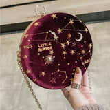 Women Shoulder Bag Starry Sky Crossbody Suede Messenger Small Purses