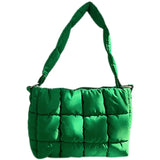 Ruched Quilted Women Shoulder Bags Padded Handbags Nylon Tote Bag Winter