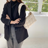 Ruched Quilted Women Shoulder Bags Padded Handbags Nylon Tote Bag Winter