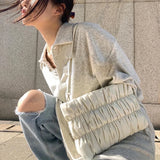 Ruched Women Shoulder Bags Lady Handbags Nylon Quilted Hand Bags
