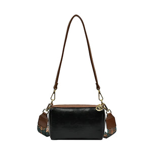 Solid Leather Saddle Bag Small Shoulder Crossbody