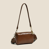 Solid Leather Saddle Bag Small Shoulder Crossbody