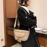 Khaki Saddle Crossbody Chain Bag Fanny Pack Women Shoulder Belt Bag