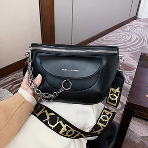 Khaki Saddle Crossbody Chain Bag Fanny Pack Women Shoulder Belt Bag