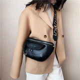 Khaki Saddle Crossbody Chain Bag Fanny Pack Women Shoulder Belt Bag