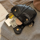Women's Crozzling Saddle Bag One Shoulder Handle Zipper Lock Ornament Bag