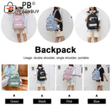Girl Rabbit Student Backpack Large Capacity Travel Book Backpack Plaid