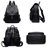 High Leather School Backpack for Women Travel Diamond Lattice Bag