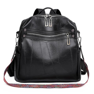 Vintage Leather Women Backpack Preppy Style Backpacks
