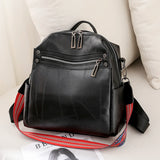 Vintage Leather Women Backpack Preppy Style Backpacks