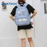 Girl Rabbit Pendant Student Backpack Large Capacity Book Backpack