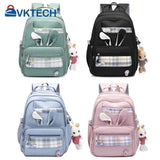 Girl Rabbit Pendant Student Backpack Large Capacity Book Backpack