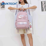 Girl Rabbit Pendant Student Backpack Large Capacity Book Backpack
