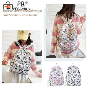 Butterfly Print Laptop Rucksack Student Shoulder Bag for Travel