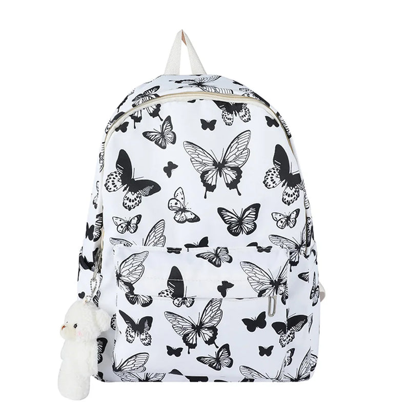 Butterfly Print Laptop Rucksack Student Shoulder Bag for Travel