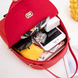 School Shoulder Bag PU Leather Adjustable Straps Casual Shopping Backpack