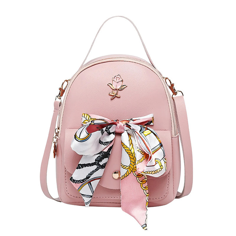 School Shoulder Bag PU Leather Adjustable Straps Casual Shopping Backpack