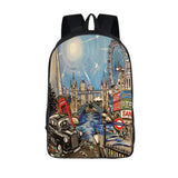 London Landscape/Eiffel Tower Schoolbag - Men/Women Backpack for Teenagers