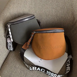 Semicircle Saddle Crossbody Bag Wide Straps Travel Purses