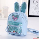Sequin Kids Backpack Rabbit Ear PU Leather Girls Bag