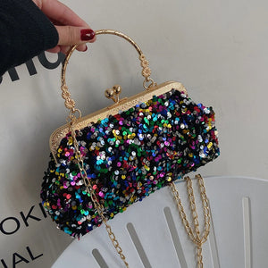 Sequins Mini Shoulder Bag Women Metal Top Clutch Bag Summer