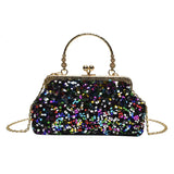 Sequins Mini Shoulder Bag Women Metal Top Clutch Bag Summer
