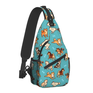 Shiba Inu Sling Bag for Travel Hiking Men's Dog Pattern Chest Crossbody Backpack