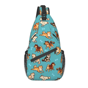 Shiba Inu Sling Bag for Travel Hiking Men's Dog Pattern Chest Crossbody Backpack