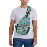 Shiba Inu Sling Bag for Travel Hiking Men's Dog Pattern Chest Crossbody Backpack