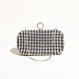 Shining Diamond Clutches Ring Evening Bags Metal Silver Chain Shoulder Bag