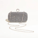 Shining Diamond Clutches Ring Evening Bags Metal Silver Chain Shoulder Bag