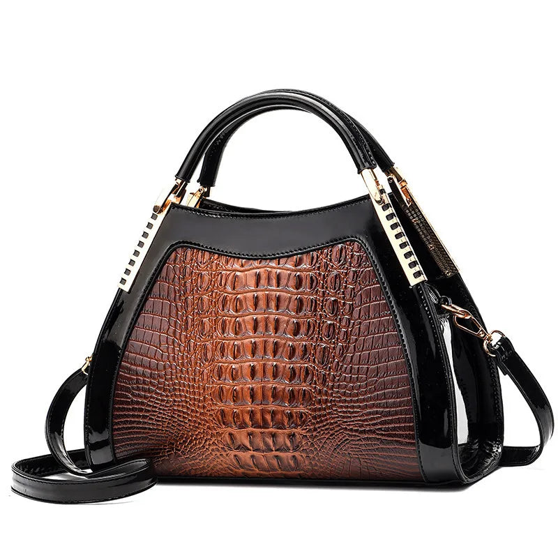 Leather Tote Large Capacity Crocodile Pattern Shoulder Messenger Bag