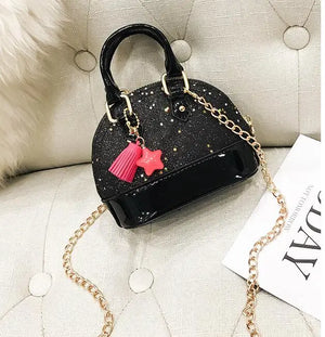 Shining Princess Handbag Girls Woman Bag PU Evening Package Bag's Crossbody Mini